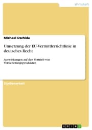 Cover von Umsetzung der EU-Vermittlerrichtlinie in deutsches Recht