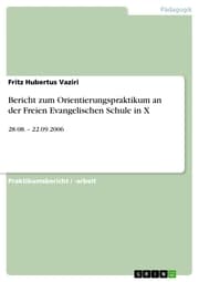 Cover von Bericht zum Orientierungspraktikum an der Freien Evangelischen Schule in X