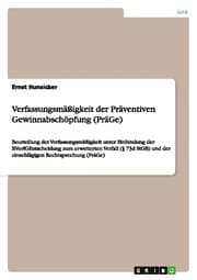 Cover von Verfassungsmäßigkeit der Präventiven Gewinnabschöpfung (PräGe)