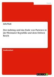 Cover von Der Aufstieg und das Ende von Parteien in der Weimarer Republik und dem Dritten Reich