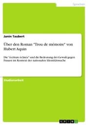 Cover von Über den Roman 'Trou de mémoire' von Hubert Aquin
