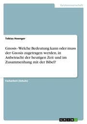 Cover von Gnosis - Welche Bedeutung kann oder muss der Gnosis zugetragen werden, in Anbetracht der heutigen Zeit und im Zusammenhang mit der Bibel?