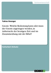 Cover von Gnosis - Welche Bedeutung kann oder muss der Gnosis zugetragen werden, in Anbetracht der heutigen Zeit und im Zusammenhang mit der Bibel?
