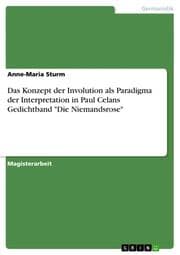 Cover von Das Konzept der Involution als Paradigma der Interpretation in Paul Celans Gedichtband 'Die Niemandsrose'