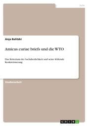 Cover von Amicus curiae briefs und die WTO