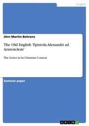 Cover von The Old English 'Epistola Alexandri ad Aristotelem'