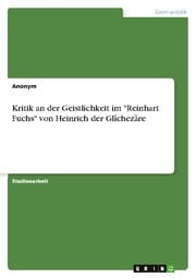 Cover von Kritik an der Geistlichkeit im 'Reinhart Fuchs' von Heinrich der Glîchezâre