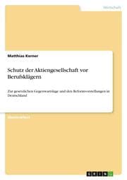 Cover von Schutz der Aktiengesellschaft vor Berufsklägern