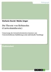 Cover von Die Theorie von Robinsohn (Curriculumtheorie)