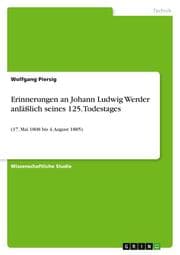 Cover von Erinnerungen an Johann Ludwig Werder anläßlich seines 125.Todestages