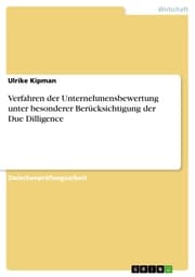 Cover von Verfahren der Unternehmensbewertung unter besonderer Berücksichtigung der Due Dilligence