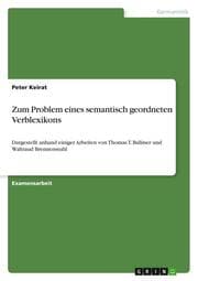 Cover von Zum Problem eines semantisch geordneten Verblexikons