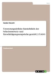 Cover von Umsetzungsdefizite hinsichtlich der Schadensersatz- und Entschädigungsansprüche gemäß Paragraph 15 AGG