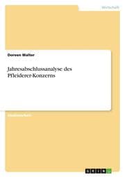 Cover von Jahresabschlussanalyse des Pfleiderer-Konzerns