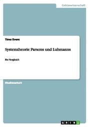 Cover von Systemtheorie Parsons und Luhmanns