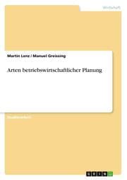 Cover von Arten betriebswirtschaftlicher Planung