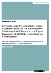 Cover von Corporate Social Irresponsibility / Soziale Unverantwortlichkeit von Unternehmen - Validierung des CSIR-Inventars von Wagner, Bicen und Hall (2008) in Deutschland und Großbritannien