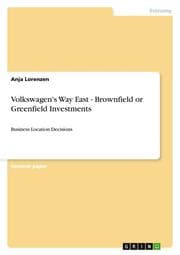 Cover von Volkswagen's Way East - Brownfield or Greenfield Investments