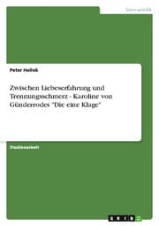 Cover von Zwischen Liebeserfahrung und Trennungsschmerz - Karoline von Günderrodes 'Die eine Klage'