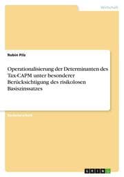 Cover von Operationalisierung der Determinanten des Tax-CAPM unter besonderer Berücksichtigung des risikolosen Basiszinssatzes