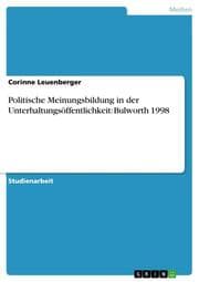 Cover von Politische Meinungsbildung in der Unterhaltungsöffentlichkeit: Bulworth 1998