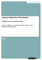 Cover von Funktion des Kommentars