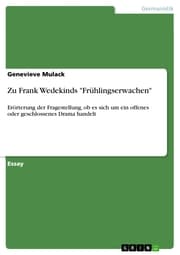 Cover von Zu Frank Wedekinds 'Frühlingserwachen'