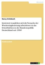 Cover von Inwieweit wandelten sich die Versuche der Wiedereingliederung Arbeitsloser in das Erwerbsleben in der Bundesrepublik Deutschland seit 1990?