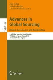 Cover von Advances in Global Sourcing.Models, Governance, and Relationships