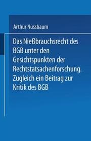 Cover von Das Niessbrauchsrecht des BGB.Unter den Gesichtspunkten der Rechtstatsachenforschung