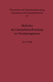 Cover von Methoden der Unternehmensforschung im Versicherungswesen