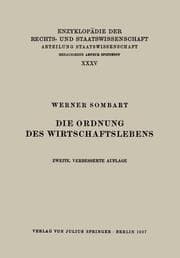 Cover von Die Ordnung des Wirtschaftslebens