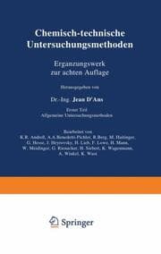Cover von Chemisch-technische Untersuchungsmethoden Ergänzungswerk zur achten Auflage