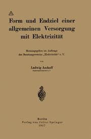Cover von Form und Endziel einer allgemeinen Versorgung mit Elektrizität