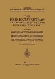 Cover von Der Friedensvertrag und Deutschlands Stellung in der Weltwirtschaft