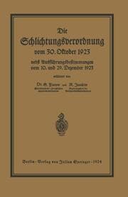 Cover von Die Schlichtungsvcrordnung vom 30.Oktober 1923