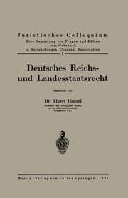 Cover von Deutsches Reichs- und Landesstaatsrecht
