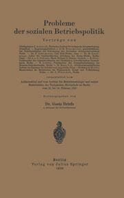 Cover von Probleme der sozialen Betriebspolitik
