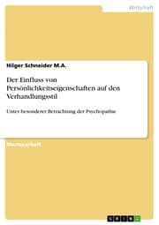 Cover von Der Einfluss von Persönlichkeitseigenschaften auf den Verhandlungsstil