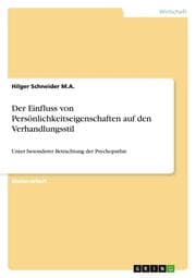 Cover von Der Einfluss von Persönlichkeitseigenschaften auf den Verhandlungsstil