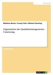 Cover von Organisation des Qualitätsmanagements - Umsetzung