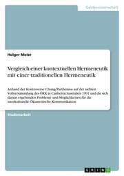 Cover von Vergleich einer kontextuellen Hermeneutik mit einer traditionellen Hermeneutik