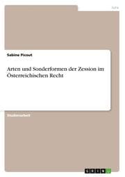 Cover von Arten und Sonderformen der Zession im Österreichischen Recht