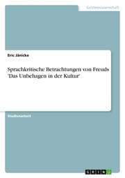 Cover von Sprachkritische Betrachtungen von Freuds 'Das Unbehagen in der Kultur'