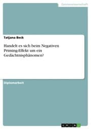 Cover von Handelt es sich beim Negativen Priming-Effekt um ein Gedächtnisphänomen?