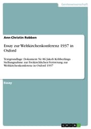 Cover von Essay zur Weltkirchenkonferenz 1937 in Oxford