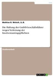 Cover von Die Haftung der GmbH-Geschäftsführer wegen Verletzung der Insolvenzantragspflichten