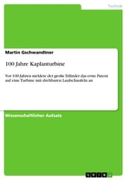 Cover von 100 Jahre Kaplanturbine