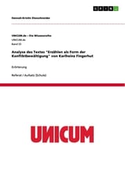 Cover von Analyse des Textes 'Erzählen als Form der Konfliktbewältigung' von Karlheinz Fingerhut