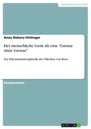 Cover von Der menschliche Geist als eine 'Grenze ohne Grenze'